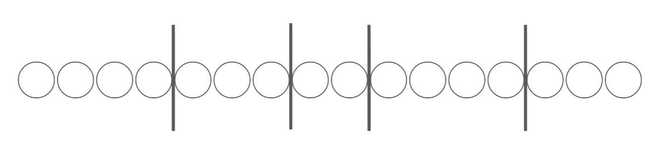 A nicely ordered row of white Skittles